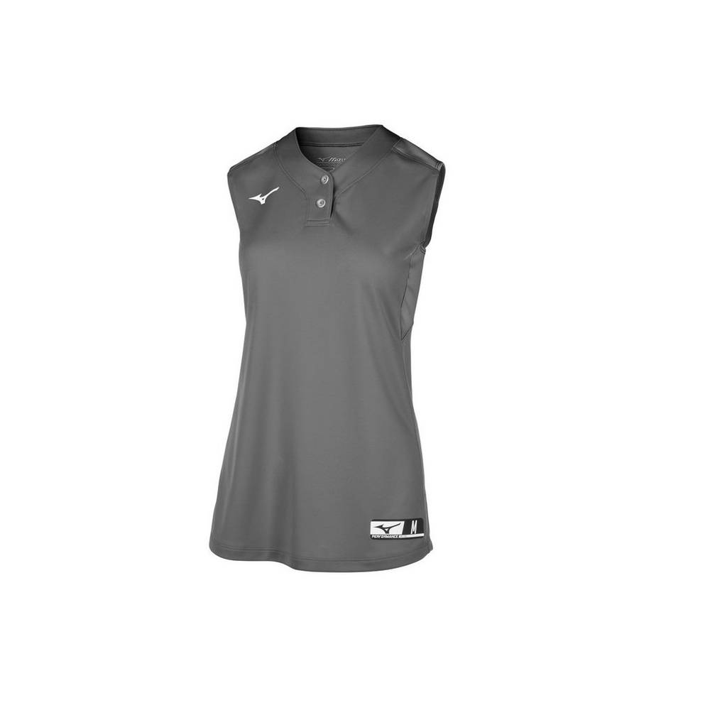 Mizuno Women's Aerolite 2-Button Sleeveless Softball Jersey Grey (350150-PGJ)